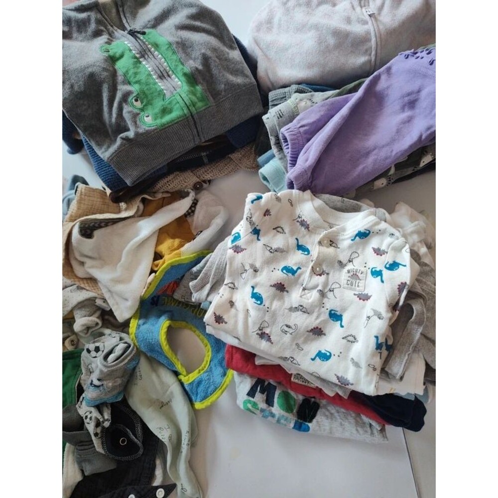 55pcs clothes lot bundle boy 3-9m assortment clothes clothing hoodies pants pj